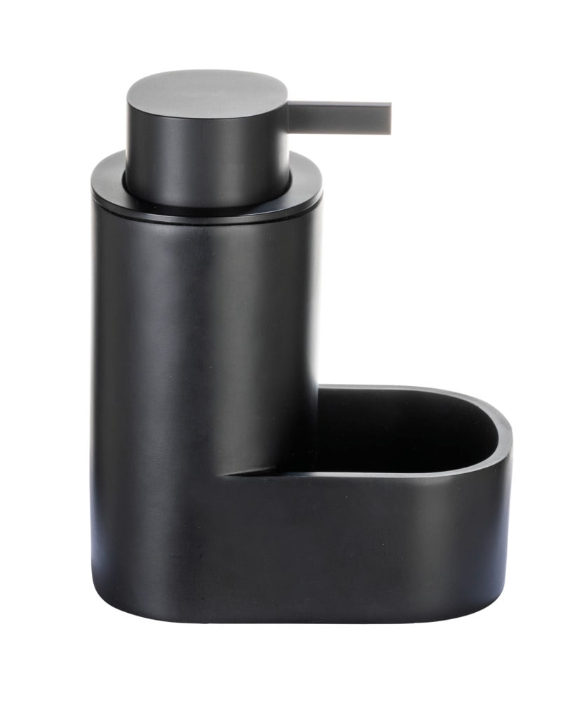 Seifenspender Mod. SHILA, schwarz, Kunststoff, 0,4l, 12,5x15,5x9 cm  mit Schwammablage für Küche