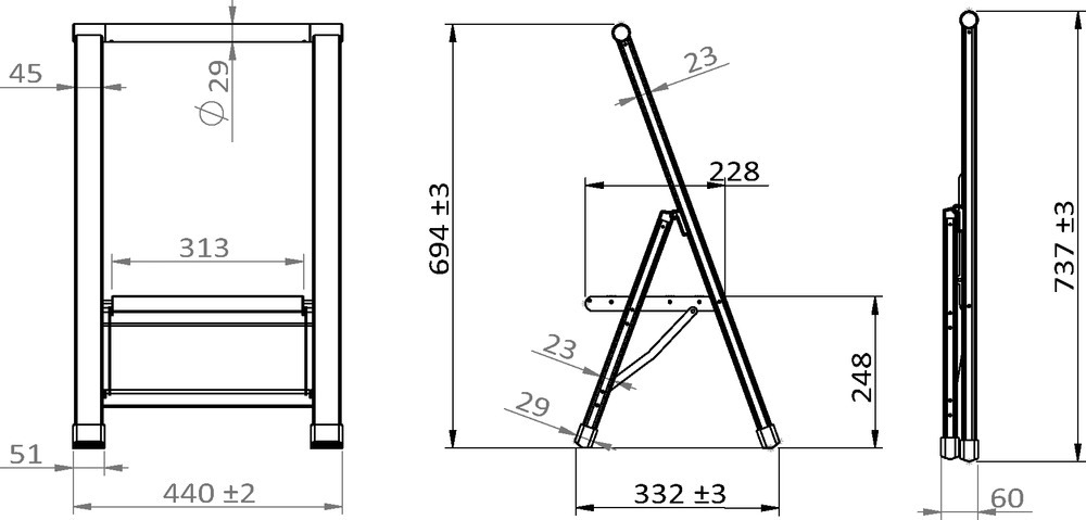 Alu-Design Klapptrittleiter 1-stufig  Haushaltsleiter