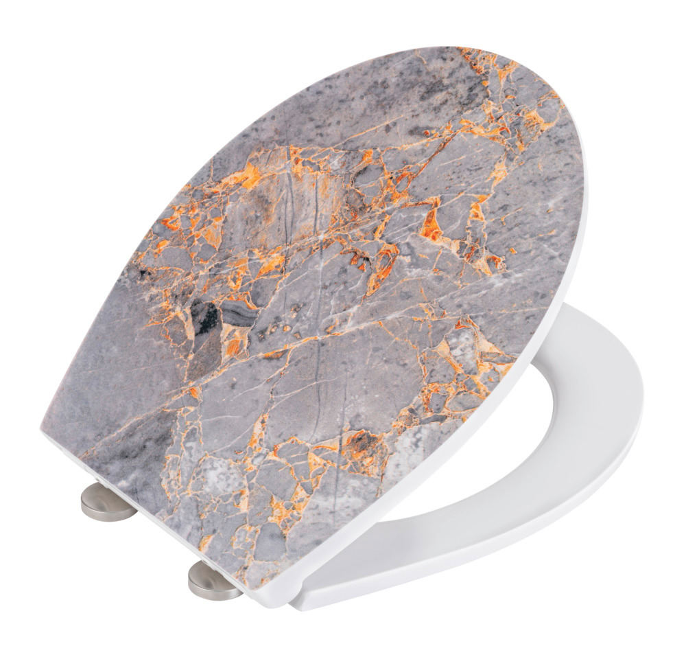 Premium WC-Sitz Mod. Grey Marble mit Relief  aus antibakteriellem Duroplast