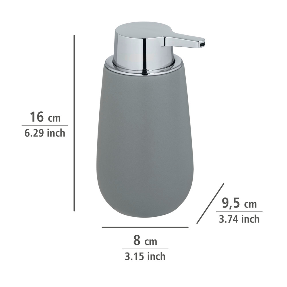 Waschtisch-Set Mod. Badi Grau, 2-tlg.  1 Zahnputzbecher, 1 Seifenspender