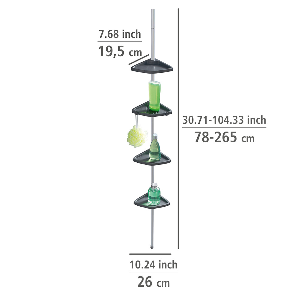 Teleskop Duschecke Easy Silber  mit 4 Ablagen