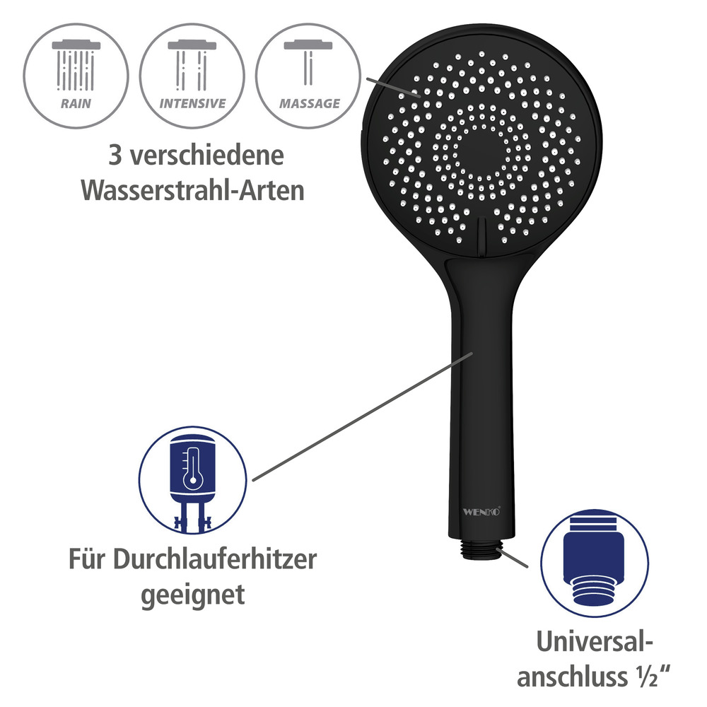 Brauseset Watersaving Schwarz  Länge Stange: 70 cm