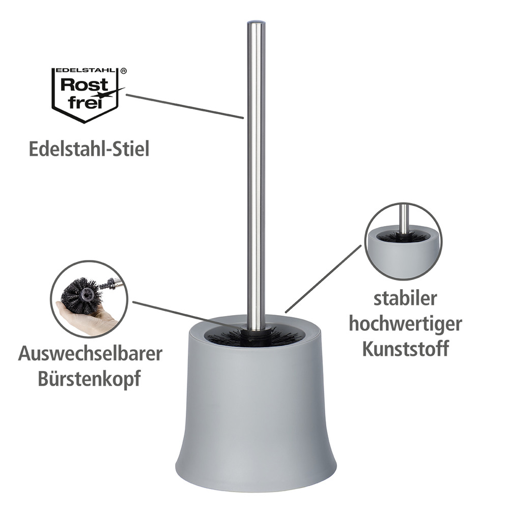 WC-Garnitur Mod. Basic Grau  inklusive WC-Bürste