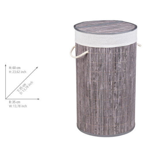 Wäschetruhe Mod. Bamboo Grau  Wäschekorb, 55 l