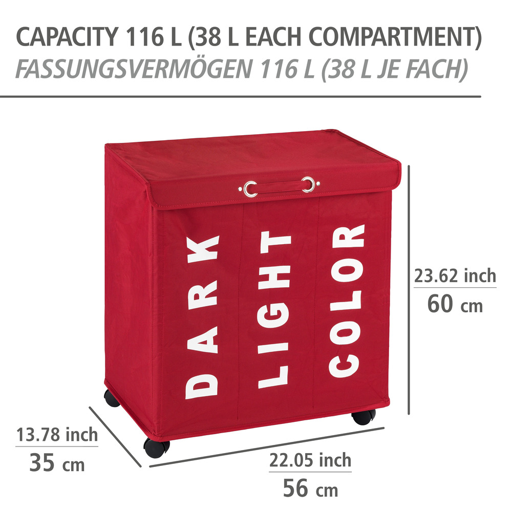 Wäschesammler Trivo Rot  Wäschekorb, 116 l