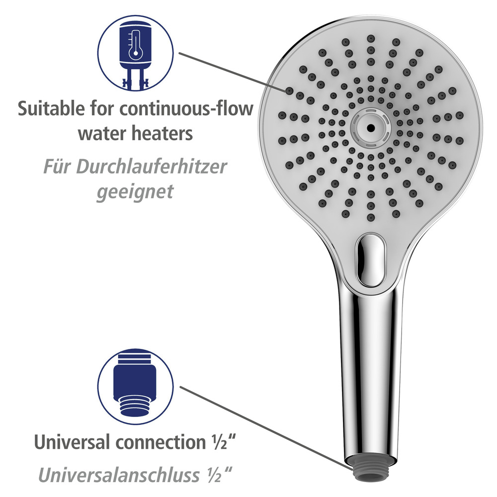 Duschkopf Mod. Ultimate Shower Chrom/Weiß  Ø 13 cm 