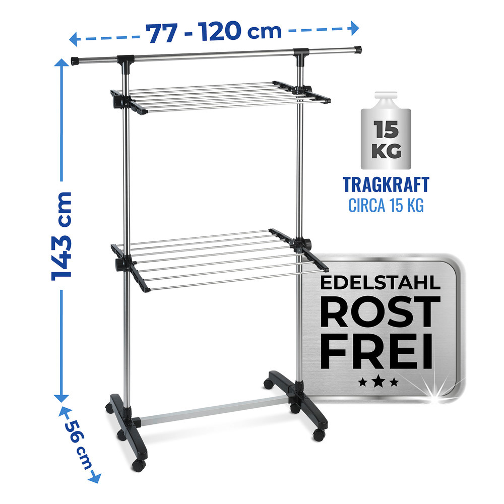 Platzspar-Wäschetrockner  aus rostfreiem Edelstahl