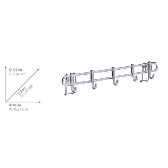 Hakenleiste Mod. Style mit 5 Haken  40 cm