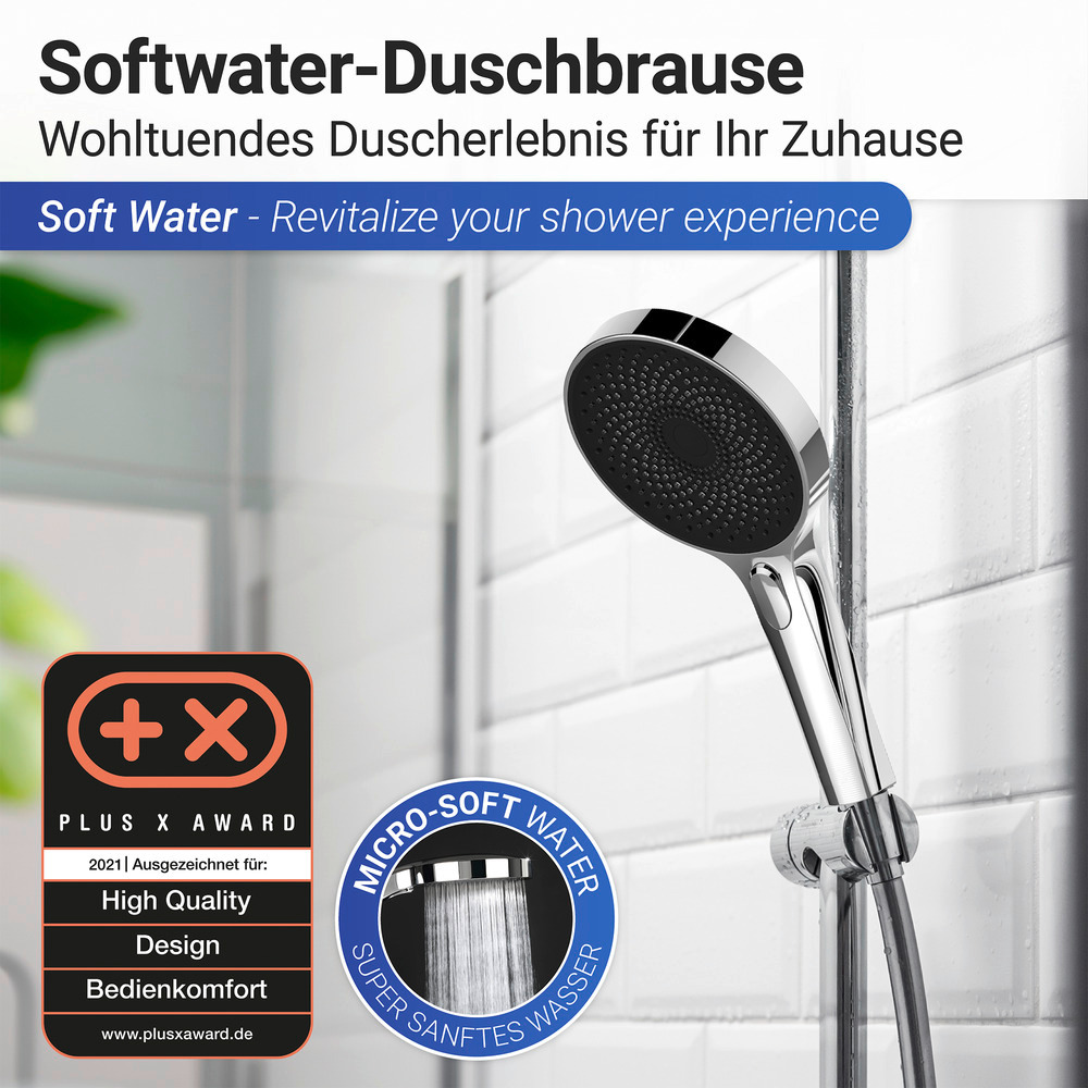 Duschkopf Softwater Chrom/Schwarz  Ø 13 cm