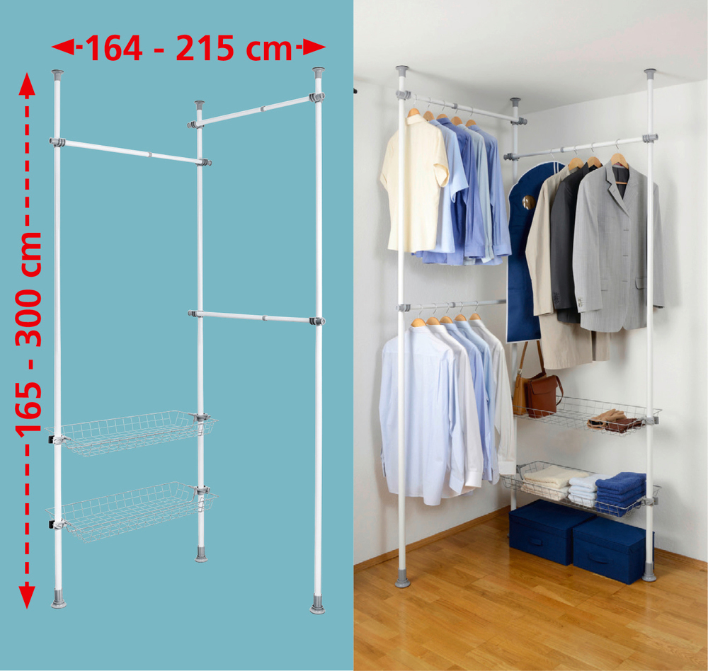 Teleskop-System Mod. Herkules Duo  verstellbares Ordnungssystem, Garderoben-System