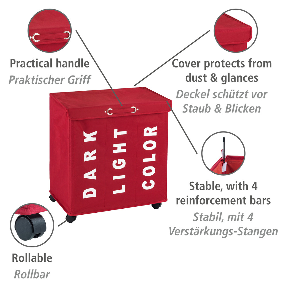 Wäschesammler Trivo Rot  Wäschekorb, 116 l