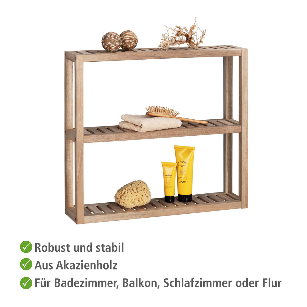 Wandregal Mod. Acina aus massiven Akazienholz  Badezimmerregal, Wohnregal, FSC® zertifiziert