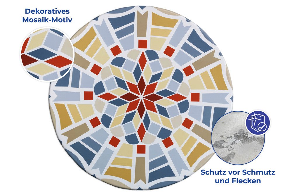 Spann-Tischdecke in Mosaikoptik  Ø 70 - 90 cm