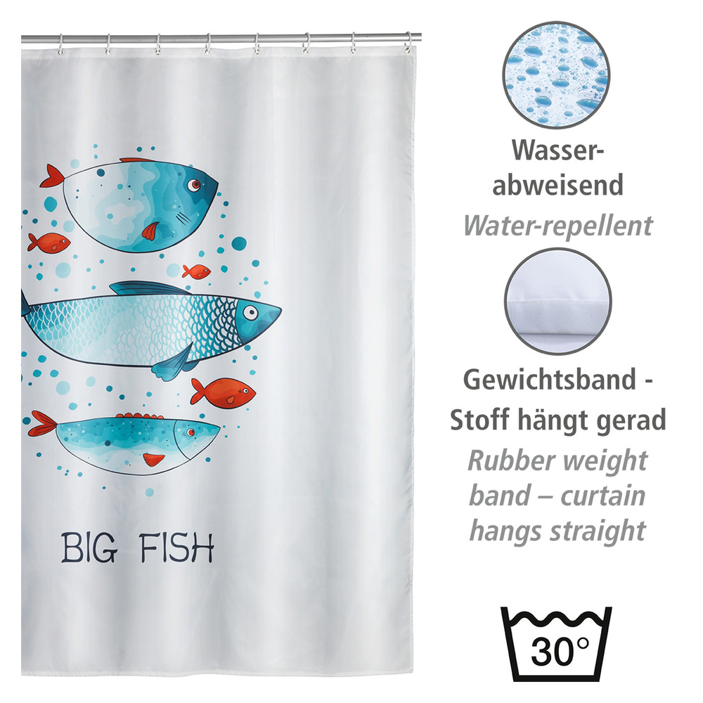 Duschvorhang Mod. Big Fish  Textil (Polyester), 180 x 200 cm, waschbar