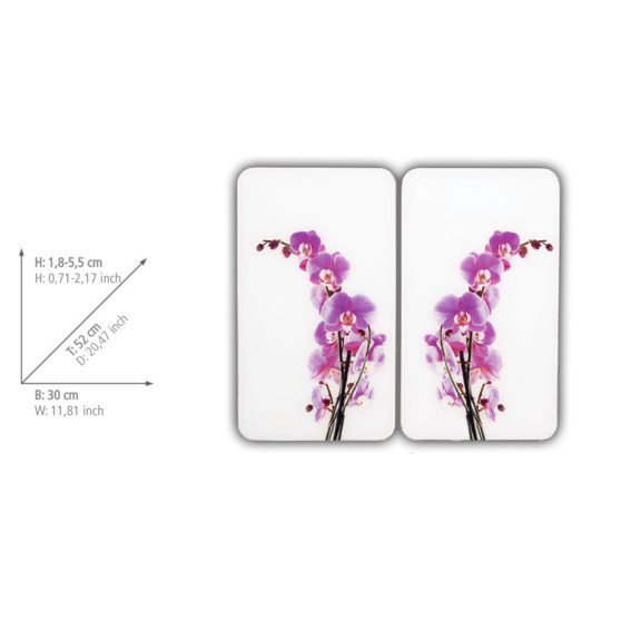 Glasabdeckplatte Universal Mod. Orchideenblüte, 2er Set  für alle Herdarten