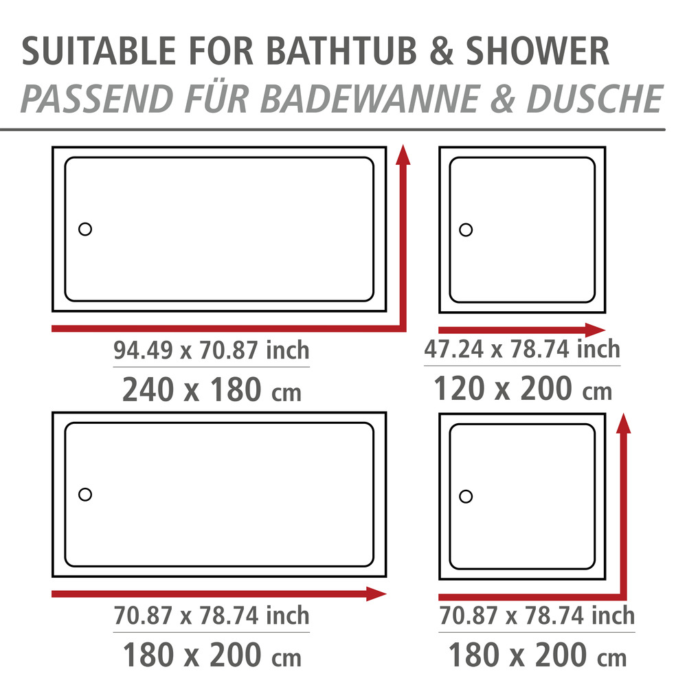 Duschvorhang Mod. Aquaris  180 x 200 cm, Textil (100 % recyceltes Polyester)