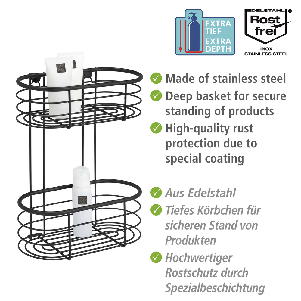 Edelstahl Wandregal Mod. Trestina 2 Etagen Schwarz  hochwertiger Rostschutz 