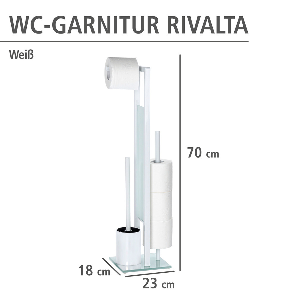 Stand WC-Garnitur Mod. Rivalta Weiß  integrierter Toilettenpapierhalter und WC-Bürstenhalter