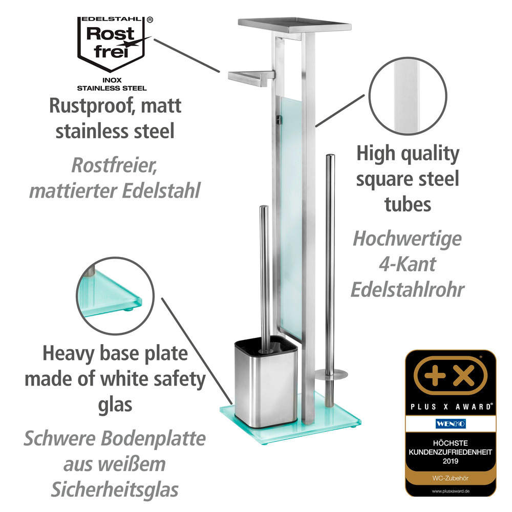 Stand WC-Garnitur Mod. Debar mit Ablage  Edelstahl rostfrei