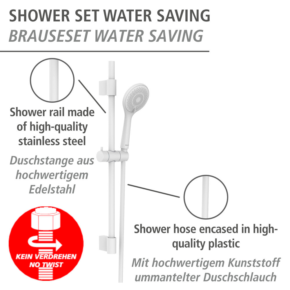 Brauseset Watersaving Weiß  Länge Stange: 70 cm