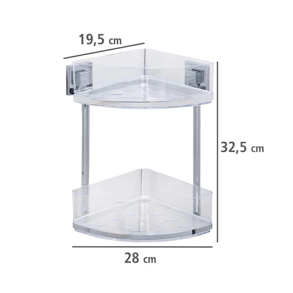 Vacuum-Loc® Edelstahl Eckregal 2 Etagen Mod. Quadro  Befestigen ohne bohren