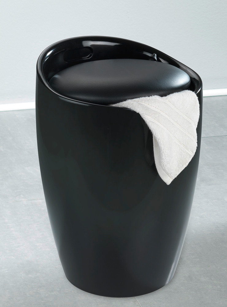 Hocker Mod. Candy Black  Badhocker, mit abnehmbarem Wäschesack