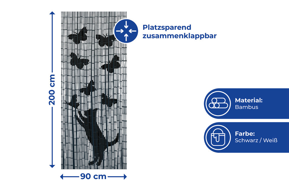 Bambusvorhang Mod. Katze und Schmetterling  90 x 200 cm