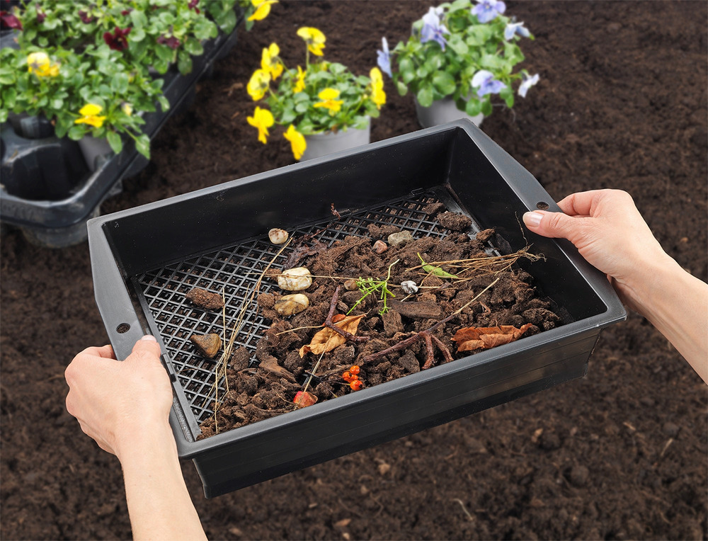 Gartensieb mit verstellbarem Siebeinsatz  mit extra-großer Siebfläche