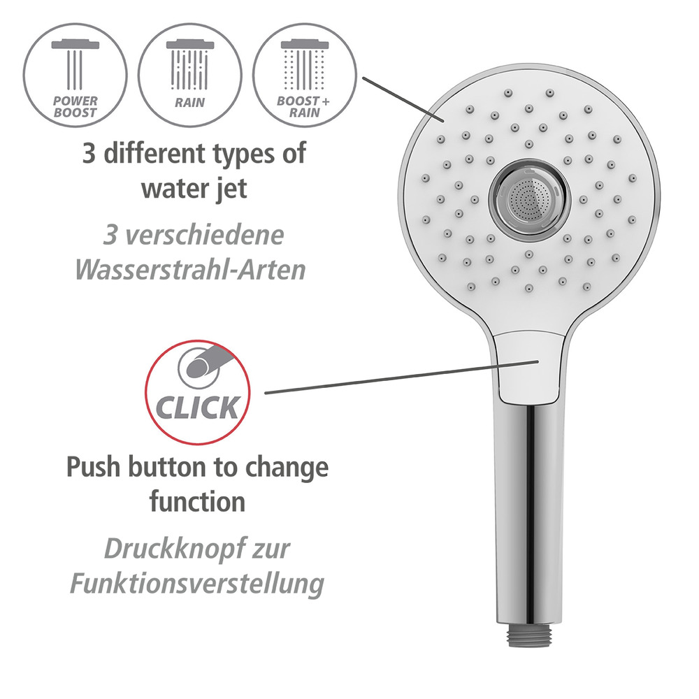 Duschkopf PowerBoost Chrom/Weiß  Ø 12 cm