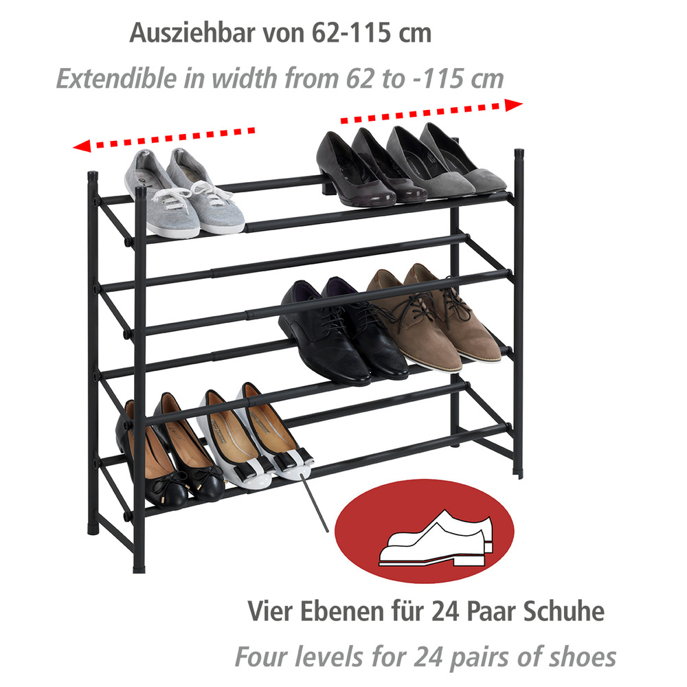 Anti-Rutsch-Schuhregal Mod. Hero ausziehbar  aus pulverbeschichtetem Metall