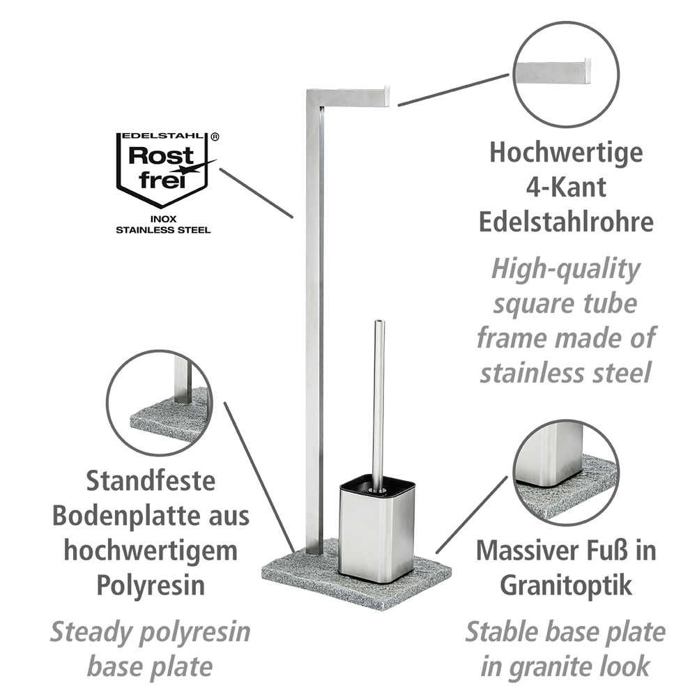 Stand WC-Garnitur Mod. Granit  Edelstahl rostfrei