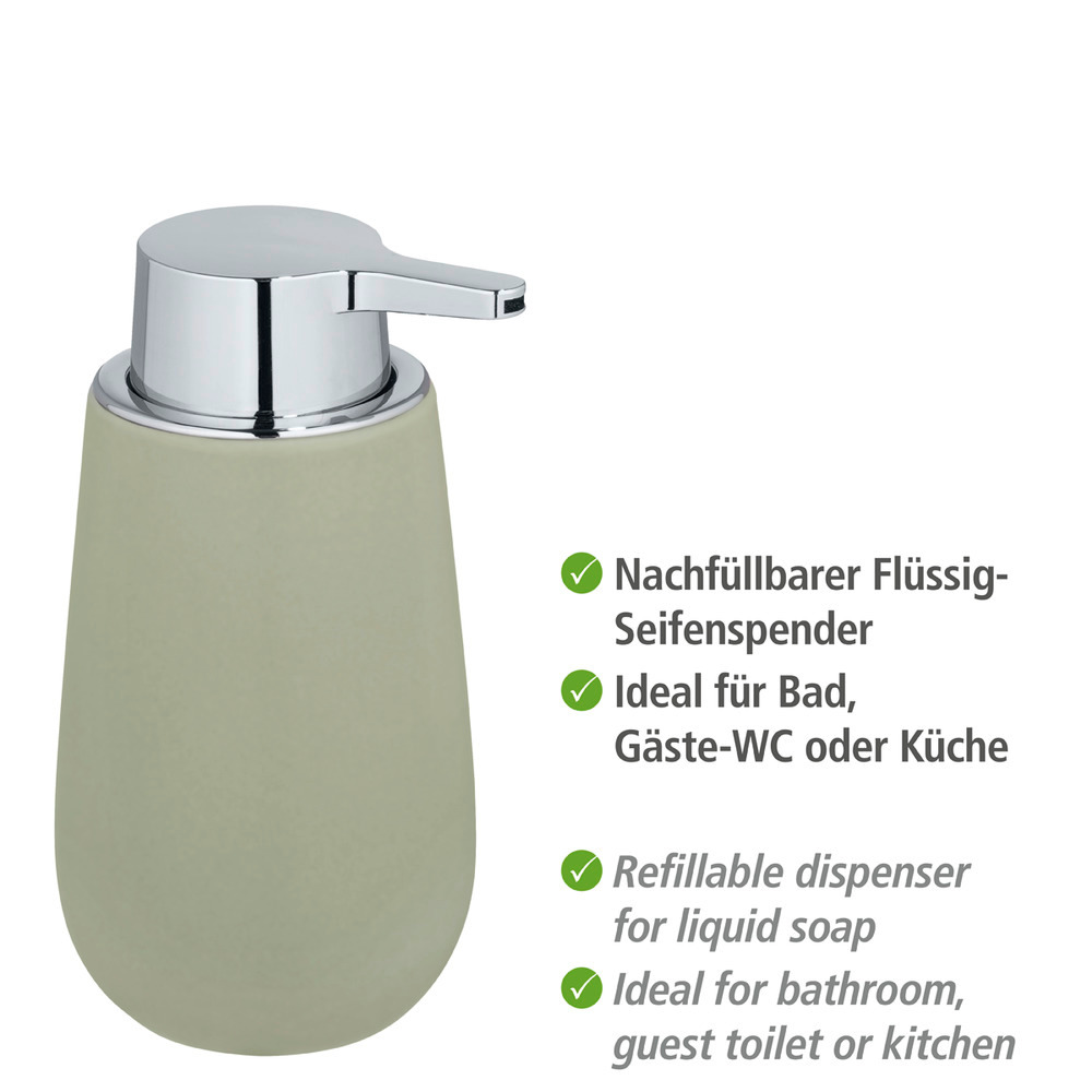 Seifenspender Mod. Badi Lindgrün  hochwertige Keramik, Füllmenge 320 ml