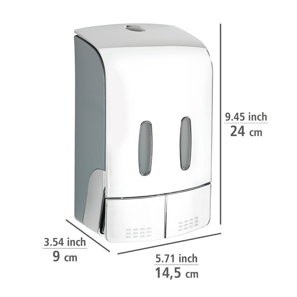 2-Kammer Desinfektionsmittel- und Seifenspender Mod. Tartas Chrom  Seifen-Dosierer & Desinfektionsspender, Füllmenge je Kammer: 480 ml