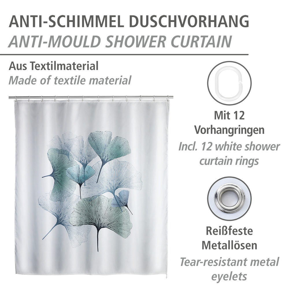 Anti-Schimmel Duschvorhang Mod. Ginkgo  antibakteriell beschichtet