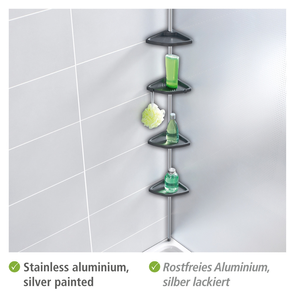 Teleskop Duschecke Easy Silber  mit 4 Ablagen
