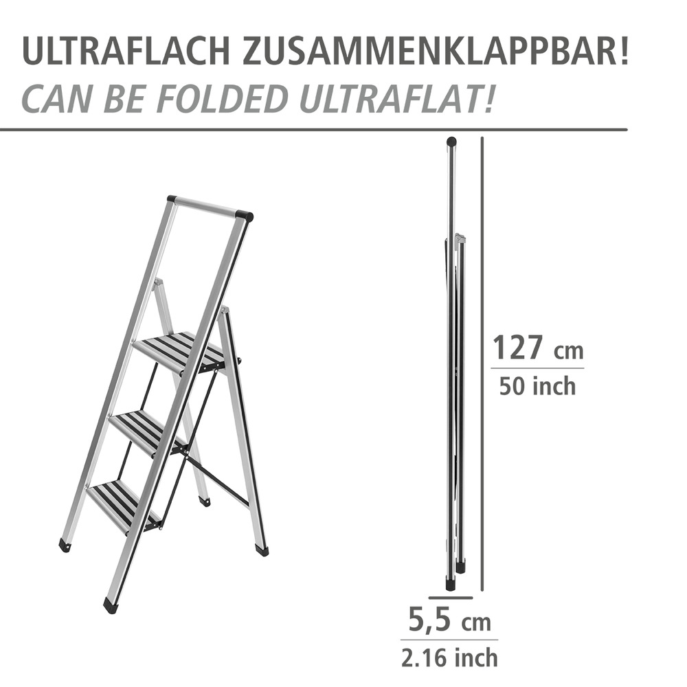 Alu-Design Klapptrittleiter 3-stufig  Haushaltsleiter