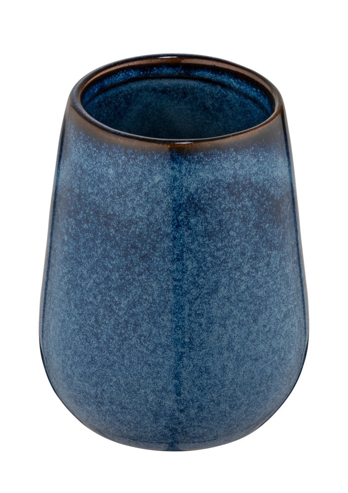 Zahnputzbecher Mod. Sirmione, blau, Keramik, Ø8x10,5 cm  handbemalt, passt ins Badezimmer
