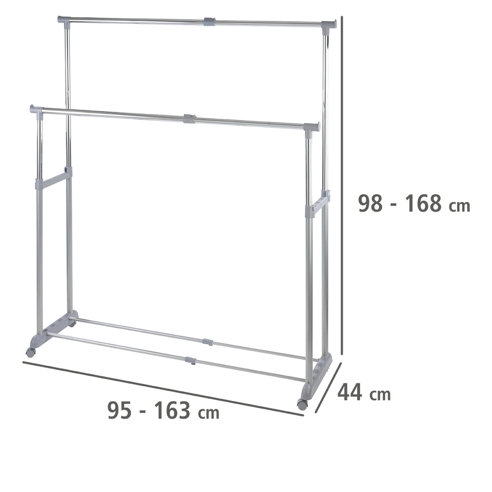 Kleiderständer Mod. Twin Bars  höhenverstellbar, 4 Rollen