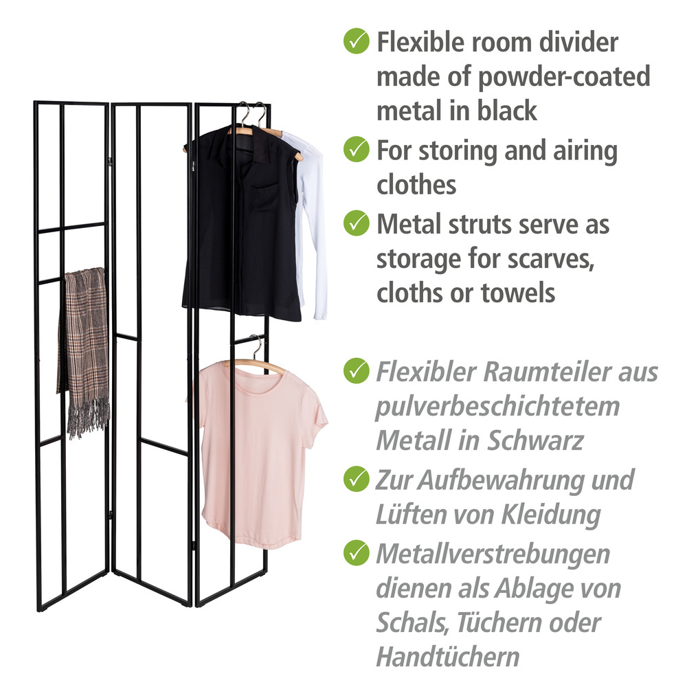 Paravent Mod. Shakti Schwarz  120 x 170 cm