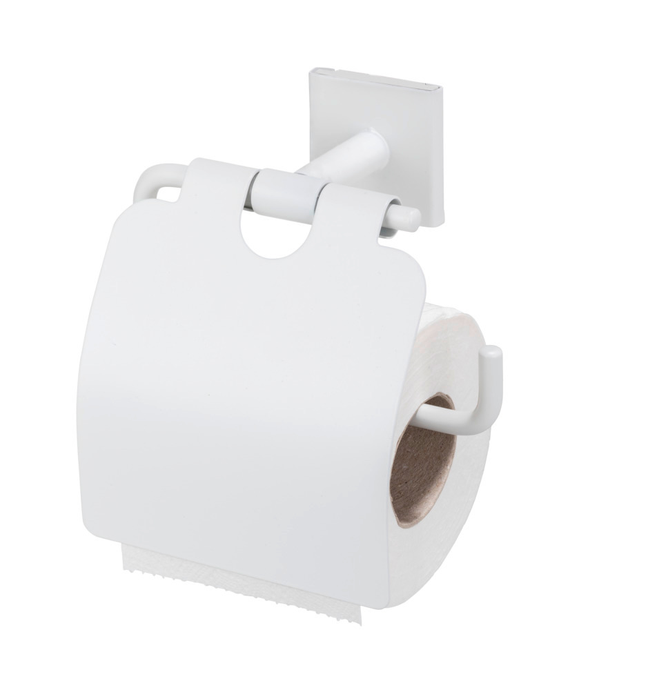 Turbo-Loc® Toilettenpapierhalter Mod. Ovaro White matt  Edelstahl, mit Deckel