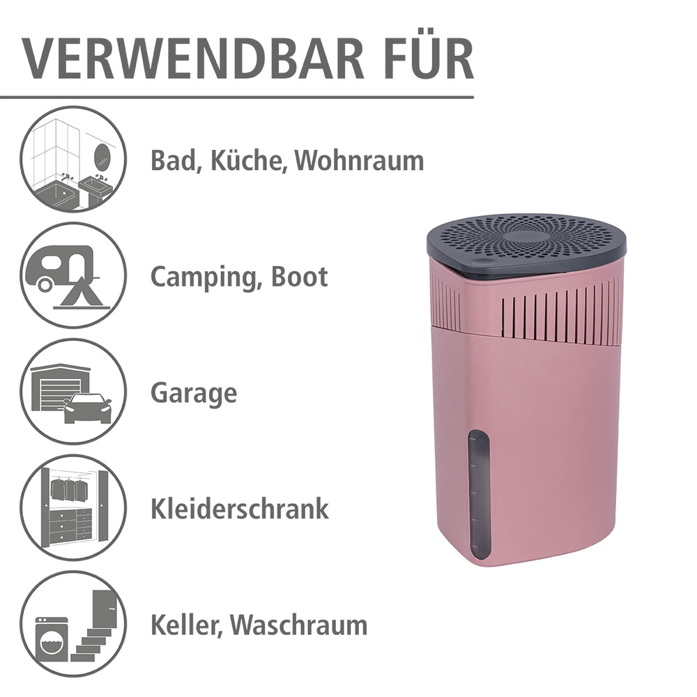 Raumentfeuchter Mod. Drop 1000 g rosa  senkt die Luftfeuchtigkeit