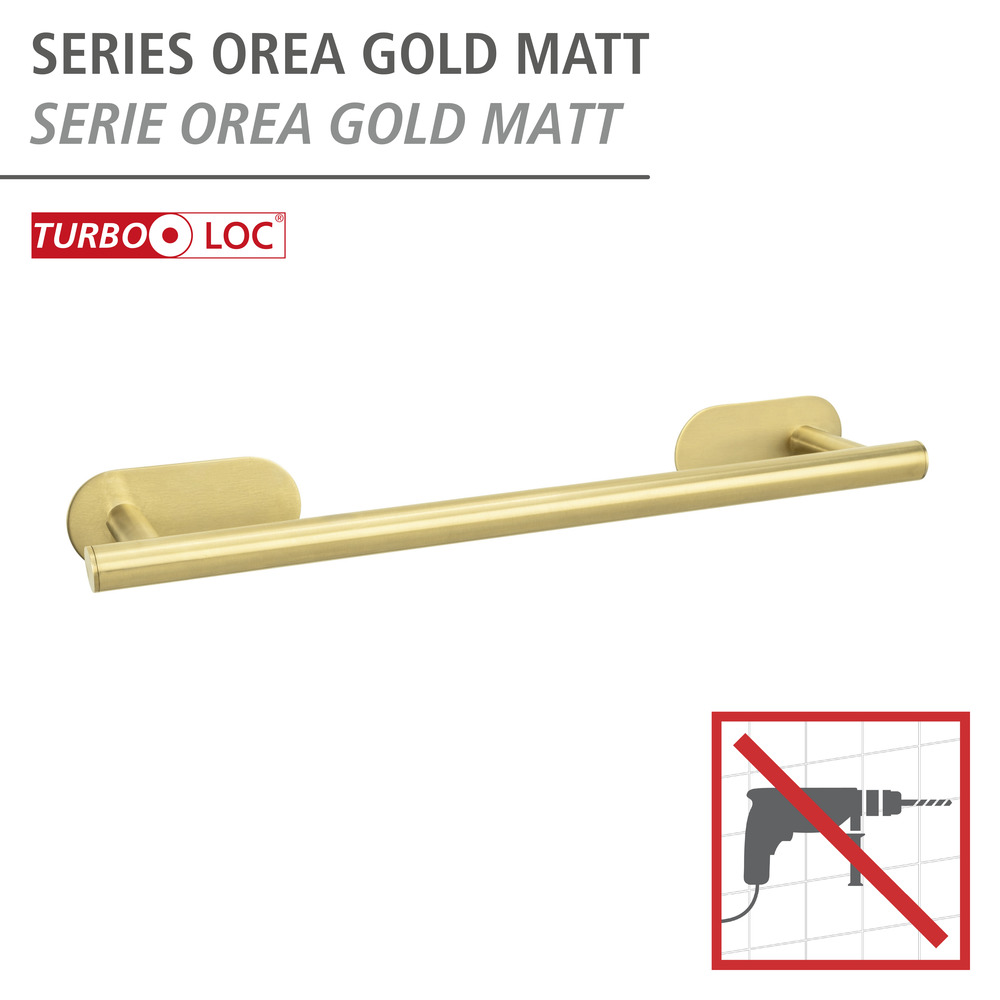 Turbo-Loc® Badetuchstange Uno Mod. Orea Gold, 40 cm  Befestigen ohne Bohren