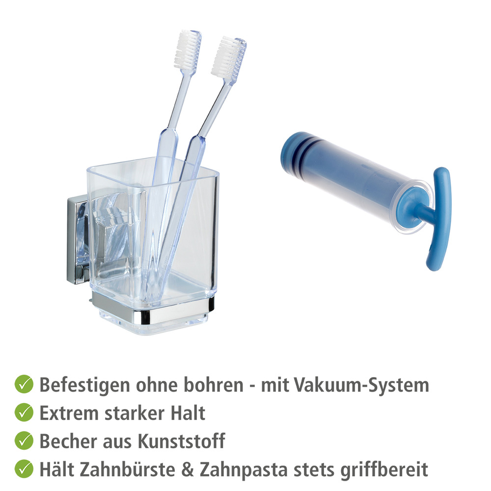 Vacuum-Loc® Edelstahl Zahnputzbecher Mod. Quadro  Befestigen ohne bohren