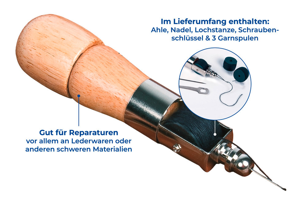 Nähahle inklusive 2 Ersatzspulen  inklusive 2 Ersatzspulen