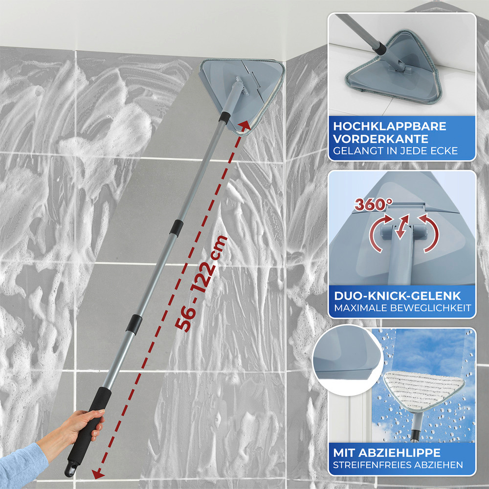 Mod. Triangel-Wischer mit Teleskopstiel  360° Duo-Knickgelenk