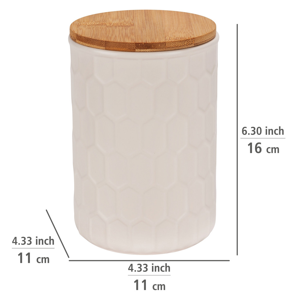 Aufbewahrungsdose Mod. Maya 0,9 L, FSC  Vorratsdose aus Keramik mit Bambus-Deckel