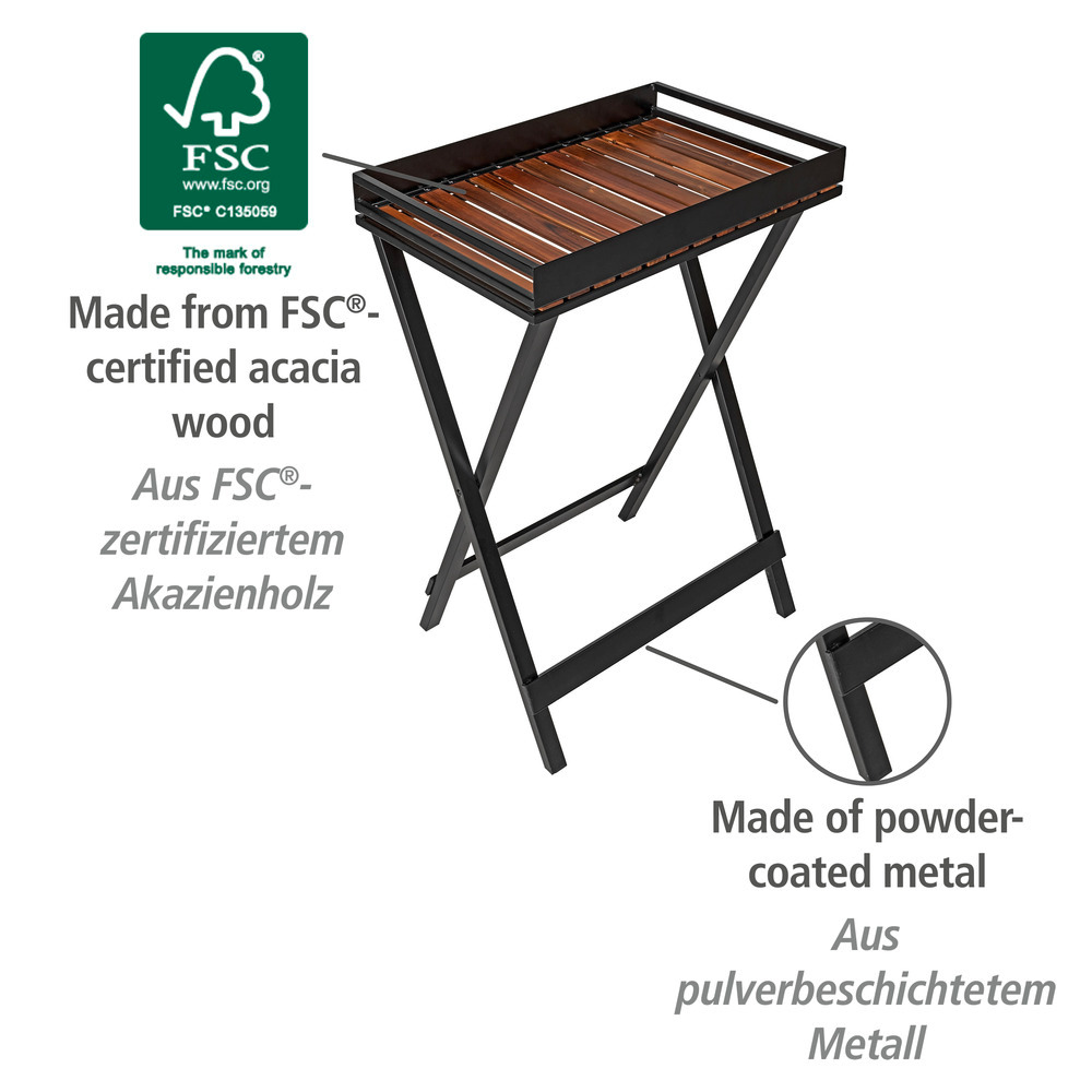 Beistelltisch mit Tablett Mod. Taba   FSC® zertifiziertes Akazienholz