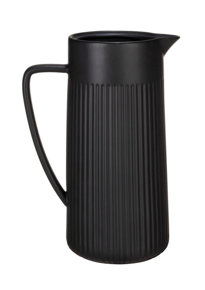Krug Mod. REFIA 1,25L, schwarz, Keramik, 16,5x22x10,5 cm  elegantes Riffeldesign für stilvolles Servieren