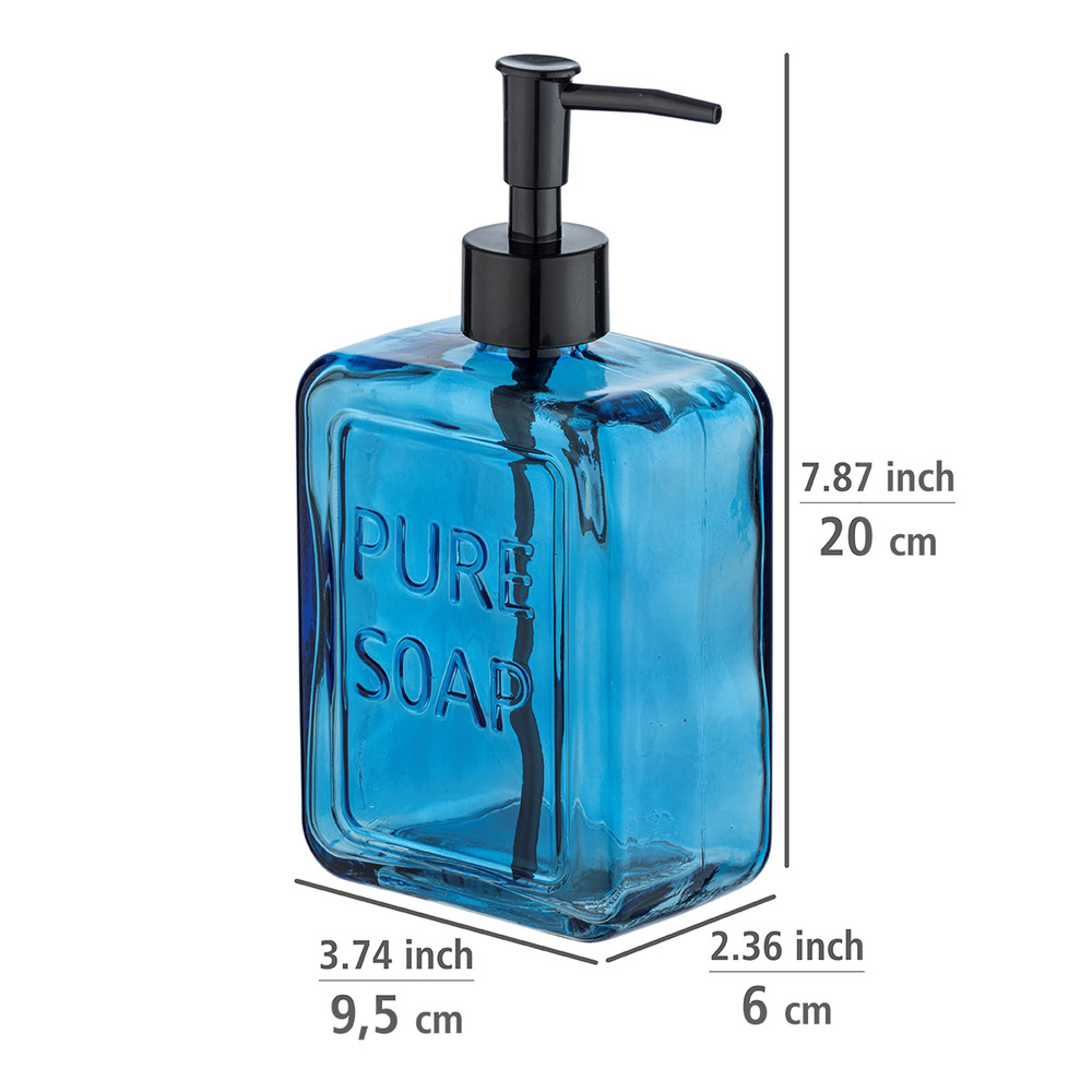 Seifenspender Mod. Pure Soap, Blau  Flüssigseifenspender aus Glas