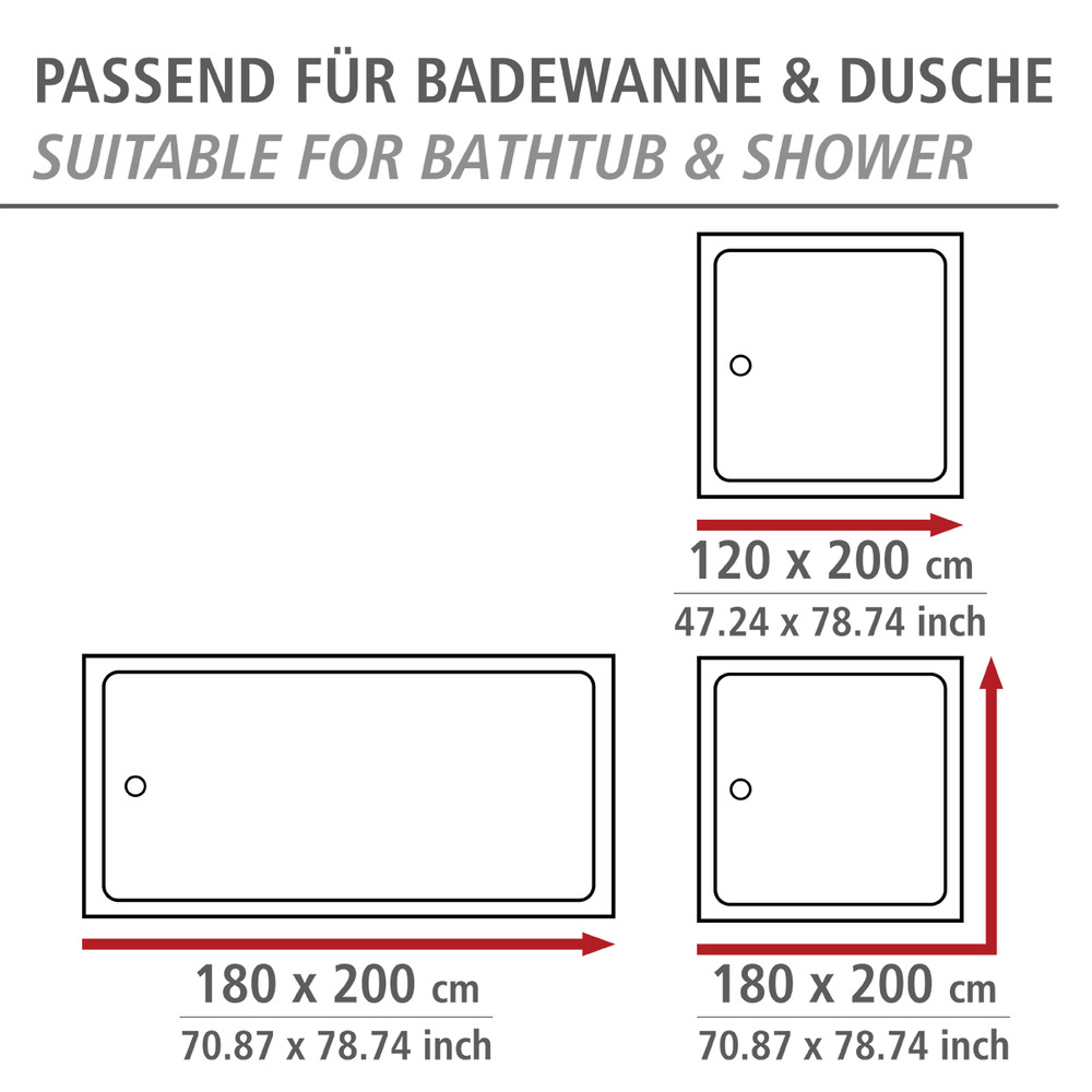 Duschvorhang Mod. Lorca  Polyester, 180 x 200 cm, waschbar